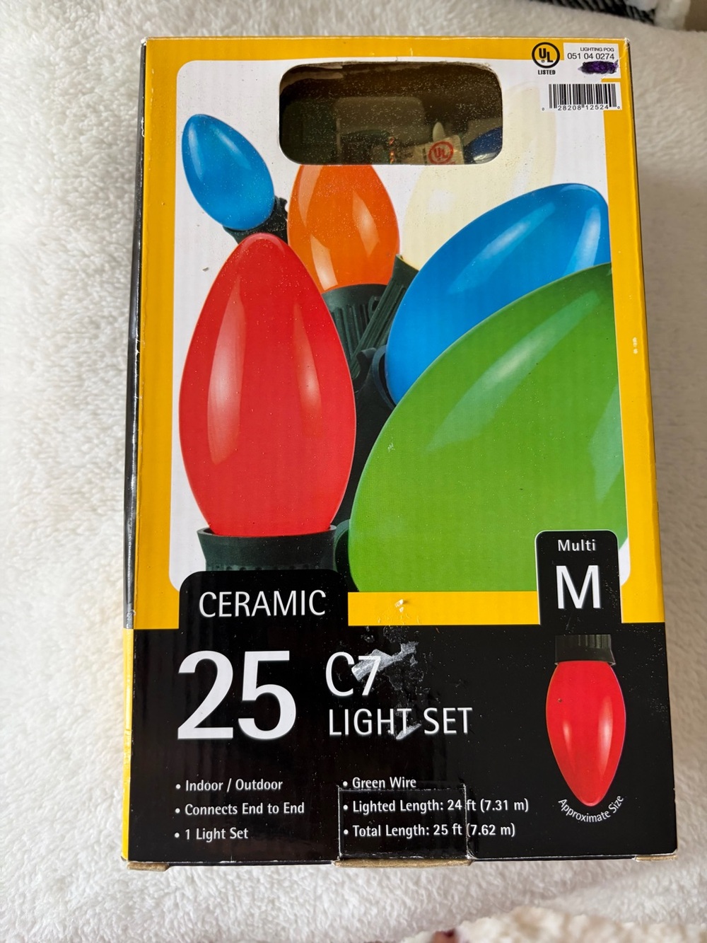 Ceramic C7 25-Light Multi-Color String Lights (Green Wire)